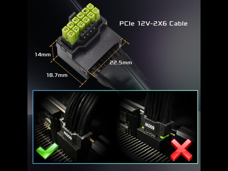 Dimensioni del nuovo cavo 12V-2x6. (Fonte immagine: ASRock)