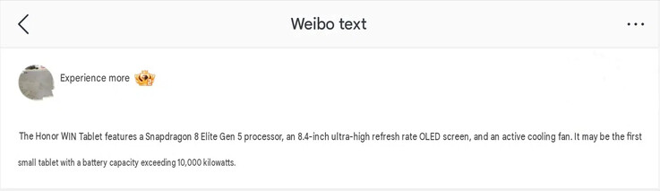 L’informatore su Weibo sostiene che il dispositivo sia dotato di un display OLED da 8,4 pollici e di una batteria da circa 10.000 mAh.