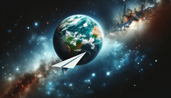 Quando un aeroplano di carta viene lanciato dalla ISS, sopravvive al rientro nell&#039;atmosfera terrestre ma brucia prima di raggiungere il suolo. (Fonte immagine: DallE3)
