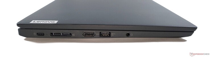 A sinistra: 2x USB-C 3.2 Gen 2, docking/mini Ethernet, HDMI 2.0, USB-A 3.2 Gen 1, jack audio da 3,5 mm