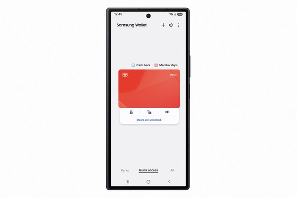 L'interfaccia utente della Toyota Digital Key su Samsung Wallet. (Fonte immagine: Samsung)