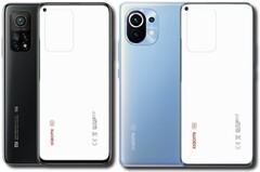 Il design della custodia della fotocamera dello Xiaomi Mi 11T assomiglia più al Mi 10T (L) che al Mi 11 (R). (Fonte immagine: Xiaomi/FCC - modificato)