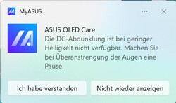 Non appena si scende al di sotto del 60% di luminosità di Windows, viene visualizzata una notifica di avviso.