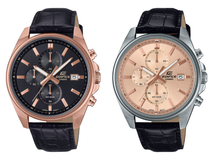Da sinistra a destra: gli orologi Casio Edifice EFV-610ECL-1A e EFV-610EL-5A. (Fonte: Casio)