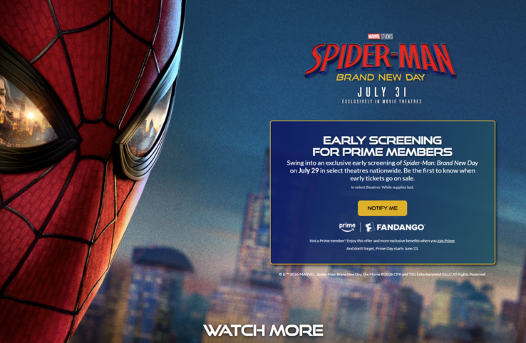 I membri di Amazon Prime negli Stati Uniti possono assicurarsi i biglietti per le proiezioni anticipate di Spider-Man: Brand New Day.