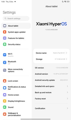 Software Xiaomi Redmi Pad SE 8.7
