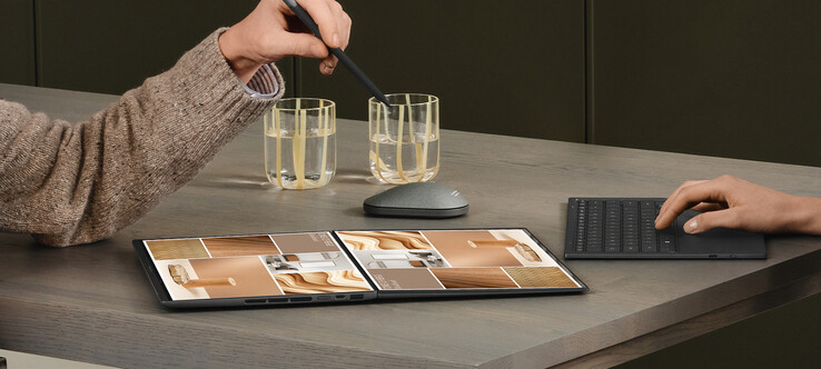 Lo Zenbook Duo 2026 può essere appoggiato su un tavolo, a differenza dei modelli precedenti. (Fonte: Asus)