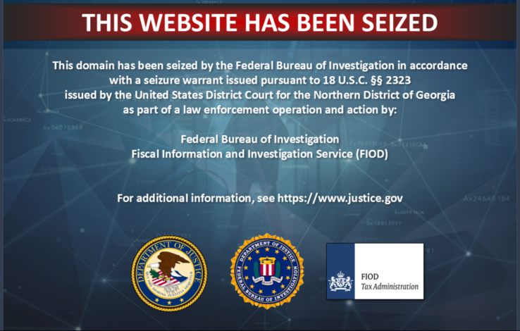 Messaggio di sequestro del dominio dell'FBI visto sul sito web Nsw2u Switch ROM (Fonte immagine: screenshot, Nsw2u.com)