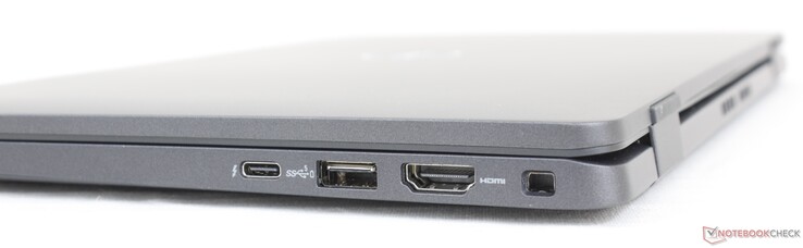 A destra: USB-C con Thunderbolt 4 + Power Delivery + DisplayPort, USB-A 3.2 Gen. 1, HDMI 2.0, chiusura a cuneo