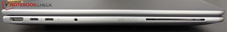 A sinistra: HDMI 2.1, 2x Thunderbolt 4, jack per cuffie, lettore SmartCard