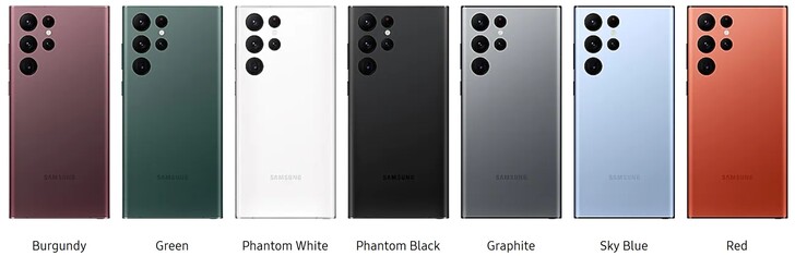 Galaxy Colori dell'S22 Ultra. (Fonte: Samsung UK)