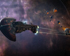 Filmato in-game di una nave che attacca gli asteroidi spaziali in Eve Online (fonte immagine: SteamDB)