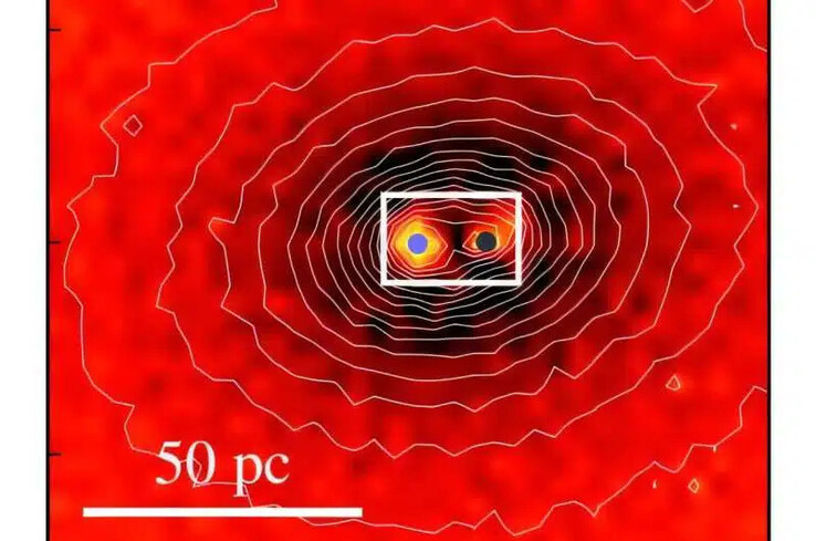 Un'immagine che mostra il doppio nucleo in NGC 4486B.
