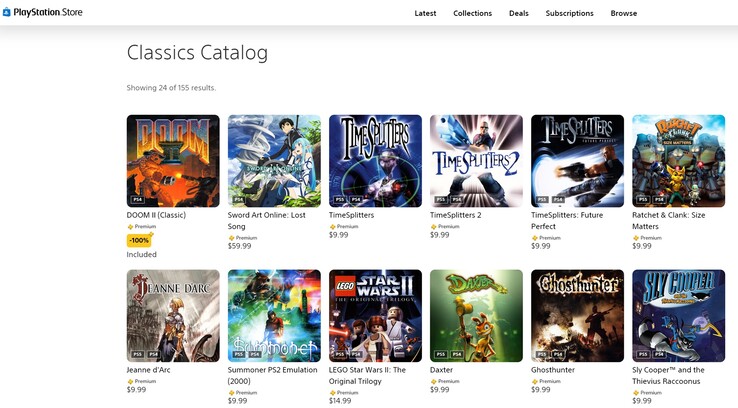 Selezione di classici PS Plus Premium in mostra (Fonte immagine: screenshot, PlayStation Store)