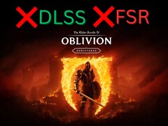 La patch di The Elder Scrolls IV: Oblivion Remastered che causa la mancanza di DLSS/FSR (Immagine screenshot: Bethesda Softworks con modifica)
