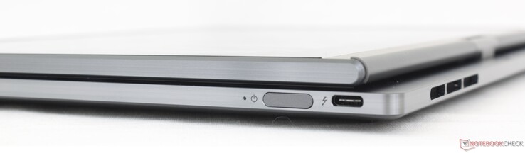 A destra: Pulsante di accensione abilitato alle impronte digitali, USB-C Thunderbolt 4 con Power Delivery + DisplayPort