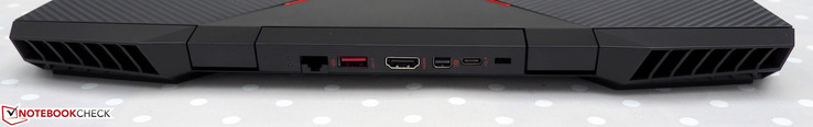 Lato posteriore: RJ45 LAN, USB 3.1 Gen1 Type-A, HDMI, Mini DisplayPort, USB 3.1 Gen1 Type-C 3.1, slot Kensington lock