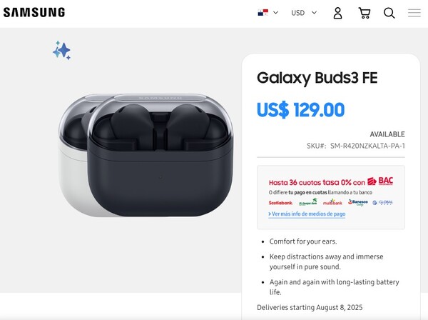 Galaxy Buds 3 FE sarà venduto ad un prezzo superiore rispetto a Galaxy Buds FE. (Fonte immagine: Samsung)