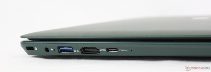 A sinistra: Kensington lock, adattatore AC, USB-A 3.0, HDMI, USB-C con DisplayPort e Power Delivery