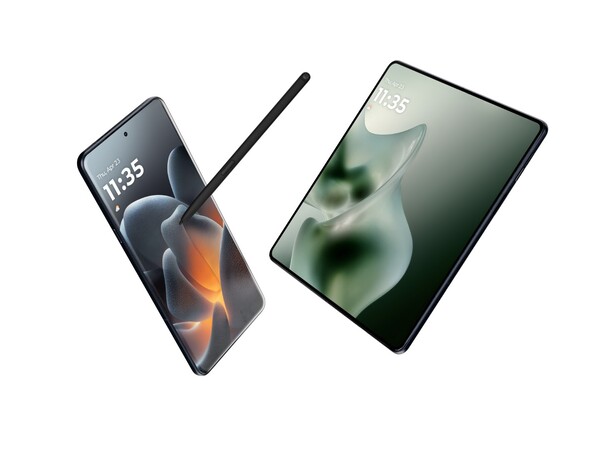 La Moto Pen Ultra insieme al Motorola Signature e al Razr Fold. (Fonte: Motorola)