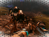 Lo screenshot di StarRupture mostra il giocatore che combatte contro un nemico alieno