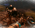 Lo screenshot di StarRupture mostra il giocatore che combatte contro un nemico alieno