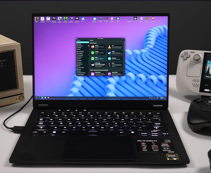 Modalità desktop di SteamOS in esecuzione sull’Asus TUF Gaming A14
