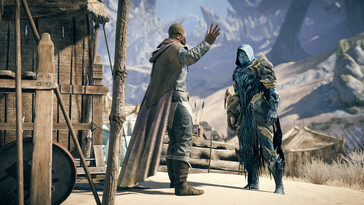 Un'immagine che raffigura due personaggi di Atlas Fallen: Reign of Sand.