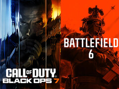 I banner di Call of Duty: Black Ops 7 e Battlefield 6 vengono mostrati uno accanto all'altro (Fonte immagine: Steam, Sony PlayStation con modifiche)