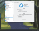 Un ambiente desktop con l'immagine di Fedora Linux.