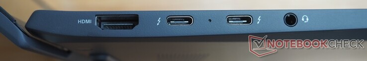 Sinistra: HDMI, 2x USB-C 4 (Thunderbolt 4, DisplayPort, Power Delivery), audio (cuffie/microfono)