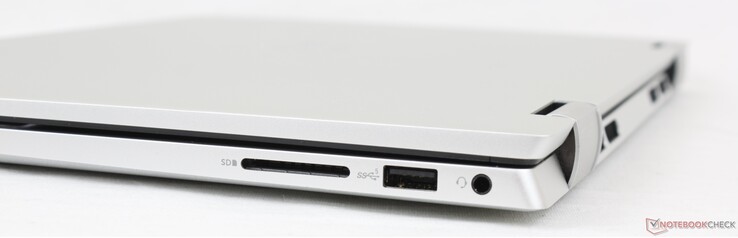 A destra: Lettore di schede SD, USB-A 3.2 Gen. 1, cuffie da 3,5 mm