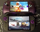 Le console portatili da gioco MSI Claw 8 AI+ e Lenovo Legion Go 2 a confronto durante una prova di prestazioni.