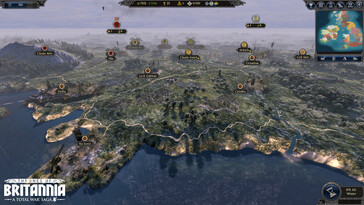 Un'immagine che mostra le città sulla mappa del mondo in A Total War Saga: Thrones of Britannia.