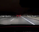 Prova degli abbaglianti adattivi su Tesla Model 3 (immagine: m.jr.88/YT)