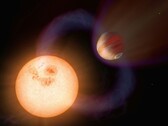 Un'immagine che raffigura un esopianeta e una stella nell'universo.