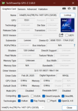 GPU-Z Intel ARC Graphics 140T