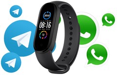 La Mi Band 6 potrebbe permettere agli utenti di comunicare tramite i servizi di messaggeria più popolari. (Fonte immagine: Xiaomi (Mi Band 5 nella foto)/Medium - modificato