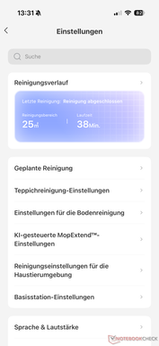 Menu con le impostazioni