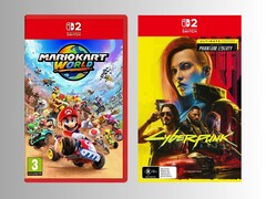 Titoli di lancio di Switch 2: Mario Kart World e Cyberpunk 2077 (Fonte: Game UK, JB Hi-Fi con modifica)