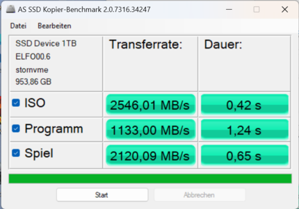 Benchmark di copia AS SSD