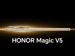 Il Magic V5 nella sua vociferata opzione di colore 'Silk Gold'. (Fonte immagine: Honor - modificato)