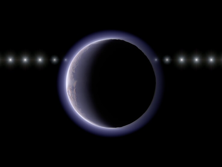 Un'illustrazione d'artista mostra il passaggio di 2002 XV 93 davanti a una stella.