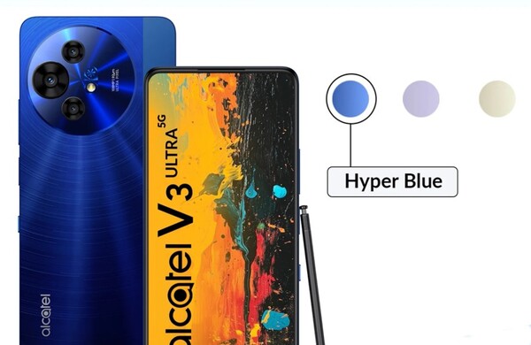 L'Alcatel V3 Ultra sarà disponibile in tre colori, tra cui Hyper Blue. (Fonte immagine: Flipkart)
