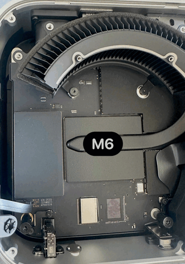 Il chip NAND è saldato su un Mac Mini M6