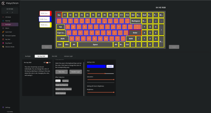 Le nuove impostazioni RGB per tasto nei driver web Lemokey e Keychron Launcher sbloccano capacità di personalizzazione più serie. (Fonte: Notebookcheck)