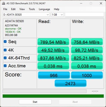 Test delle prestazioni con l’ADATA SE920 tramite USB4