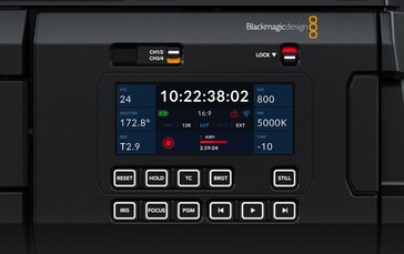 I doppi monitor touchscreen FHD LCD da 5 pollici sulla telecamera consentono a un assistente di monitorare la registrazione insieme all'operatore della telecamera. (Fonte: Blackmagic)