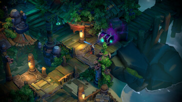 Un'immagine che mostra un ambiente in Battle Chasers: Nightwar.