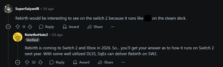 NateTheHate2 fa trapelare la data di uscita di Final Fantasy 7 Rebirth per Switch 2 e Xbox (Fonte immagine: screenshot, GamingLeaksandRumours suvbreddit)